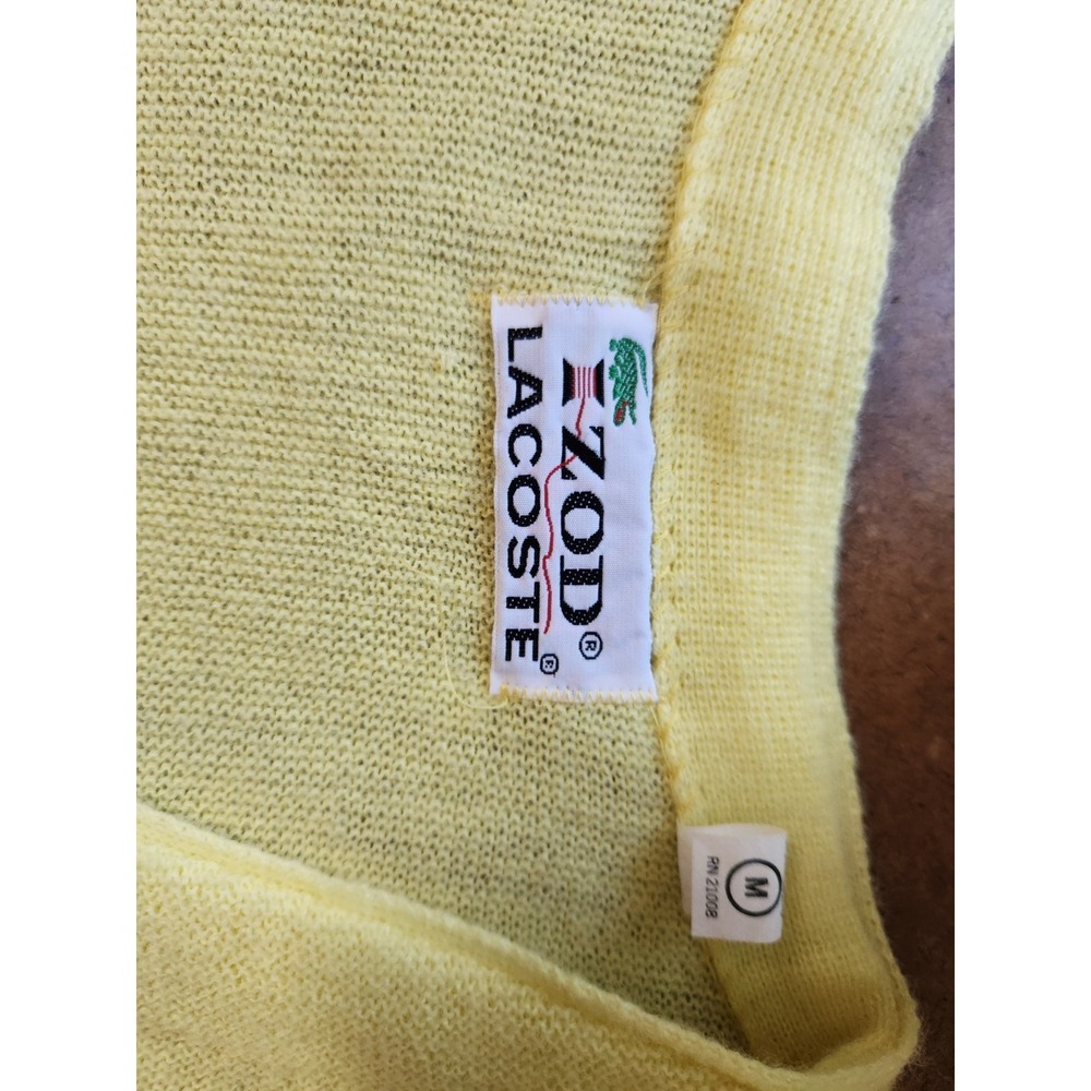 Vintage Izod Lacoste Cardigan Sweater Medium Yellow Preppy 90's Academia - Picture 11 of 14